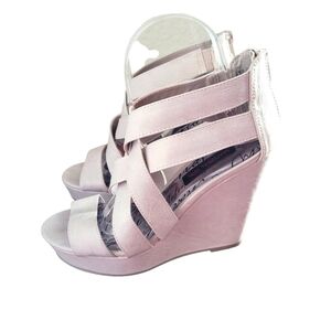 Material Girl Maxel Beige Strappy Wedges Size 7